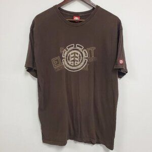 VTG Element Mens Y2K Skater Graphic T Shirt Size L Brown Streetwear Short Sleeve